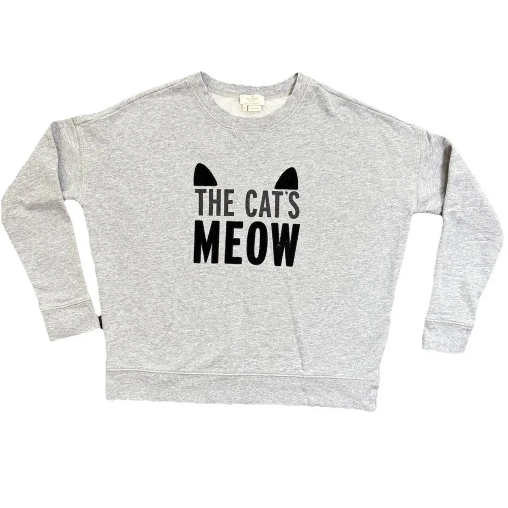 Kate Spade “The Cat’s Meow” Women’s SZ XXS Sweatshirt Gray Long Sleeve Oversized